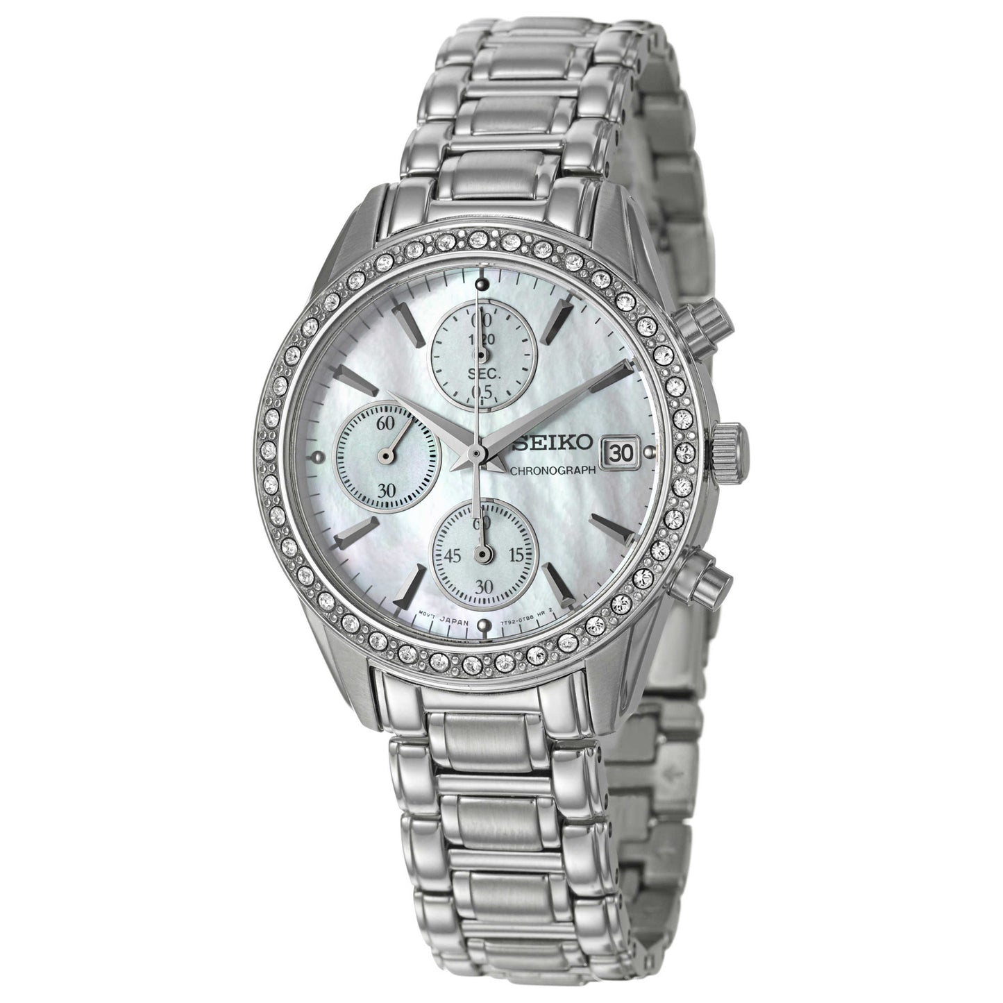 Front view of Seiko Chronograph Women's Japanese Quartz (Battery-Powered) Watch SNDY21