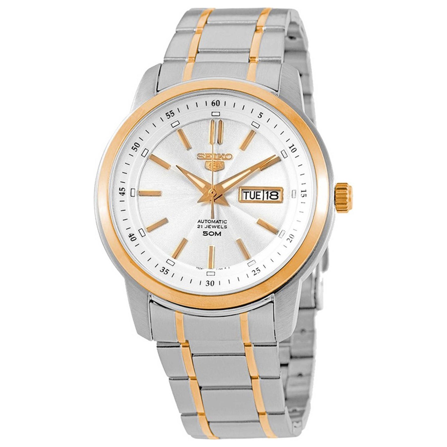 Front view of Seiko 5 Men's Automatic Watch SNKM92K1