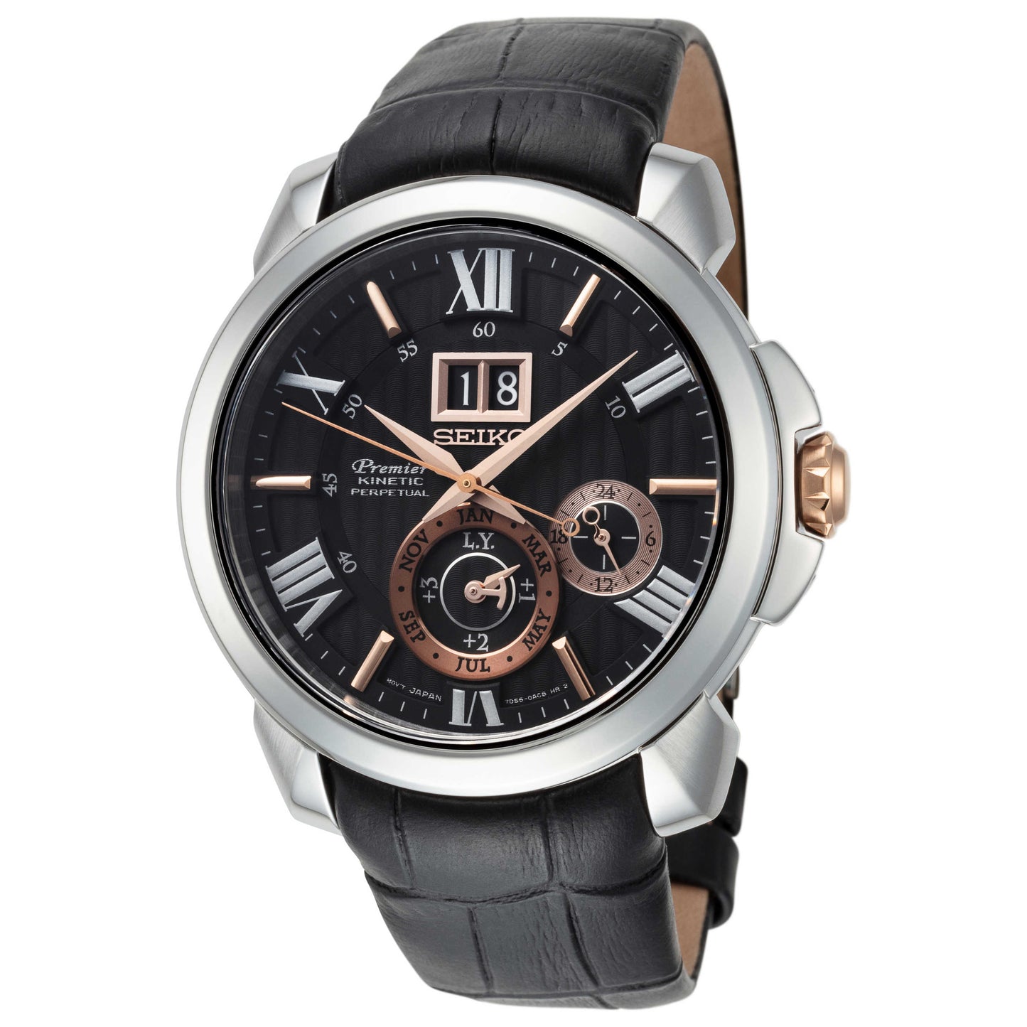 Front view of Seiko Premier Men's Quartz Watch SNP149P2