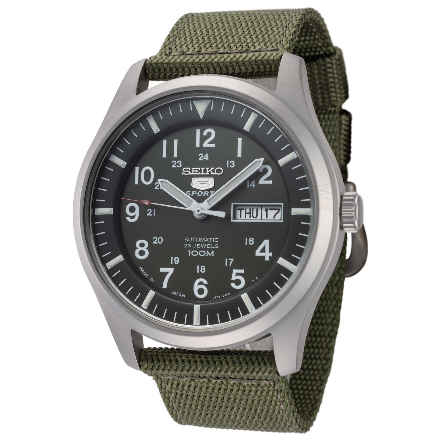 Front view of Seiko Series 5 Sport Men's Automatic Watch SNZG09J1