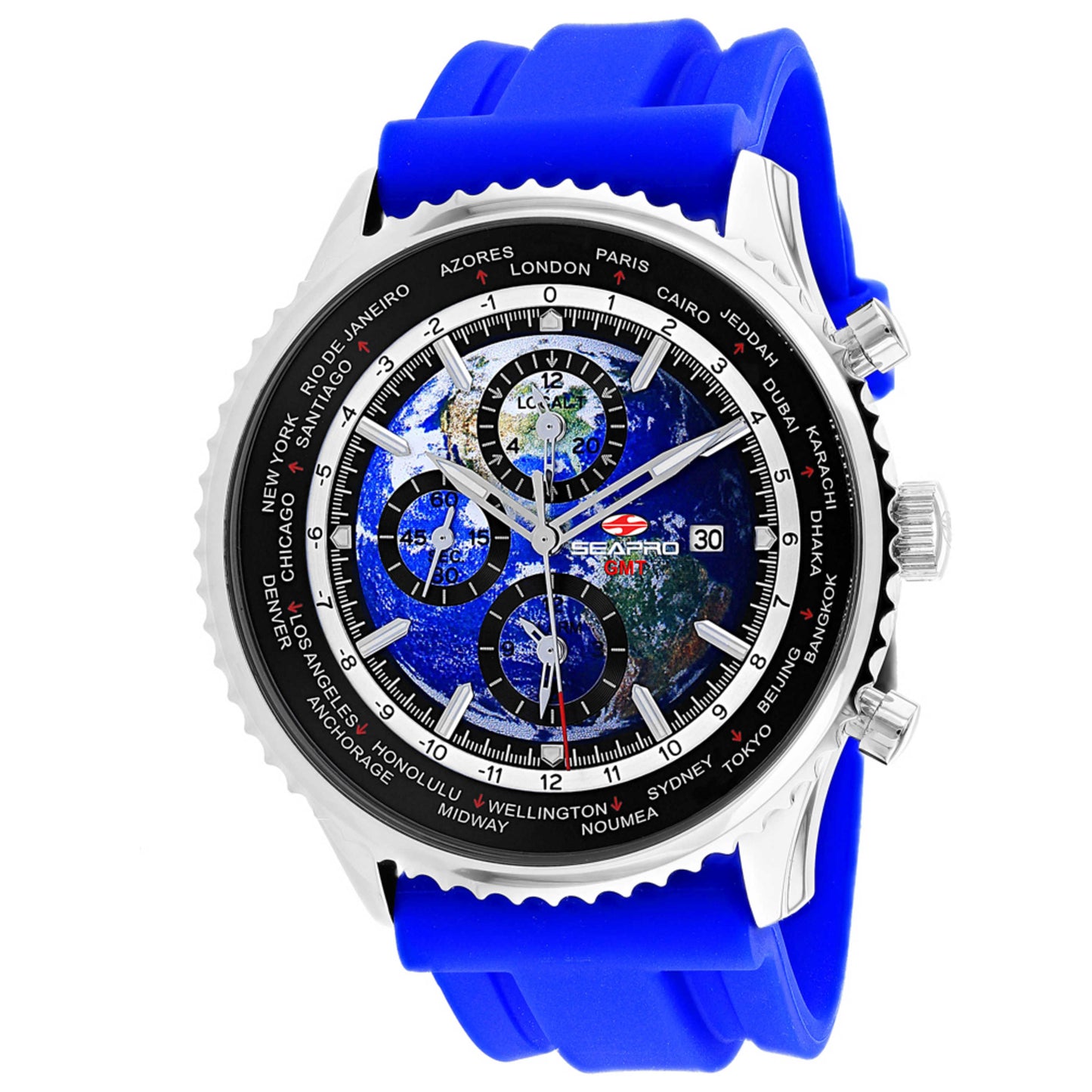 Front view of Seapro Meridian World Timer Gmt Men's Quartz Watch SP7133RB