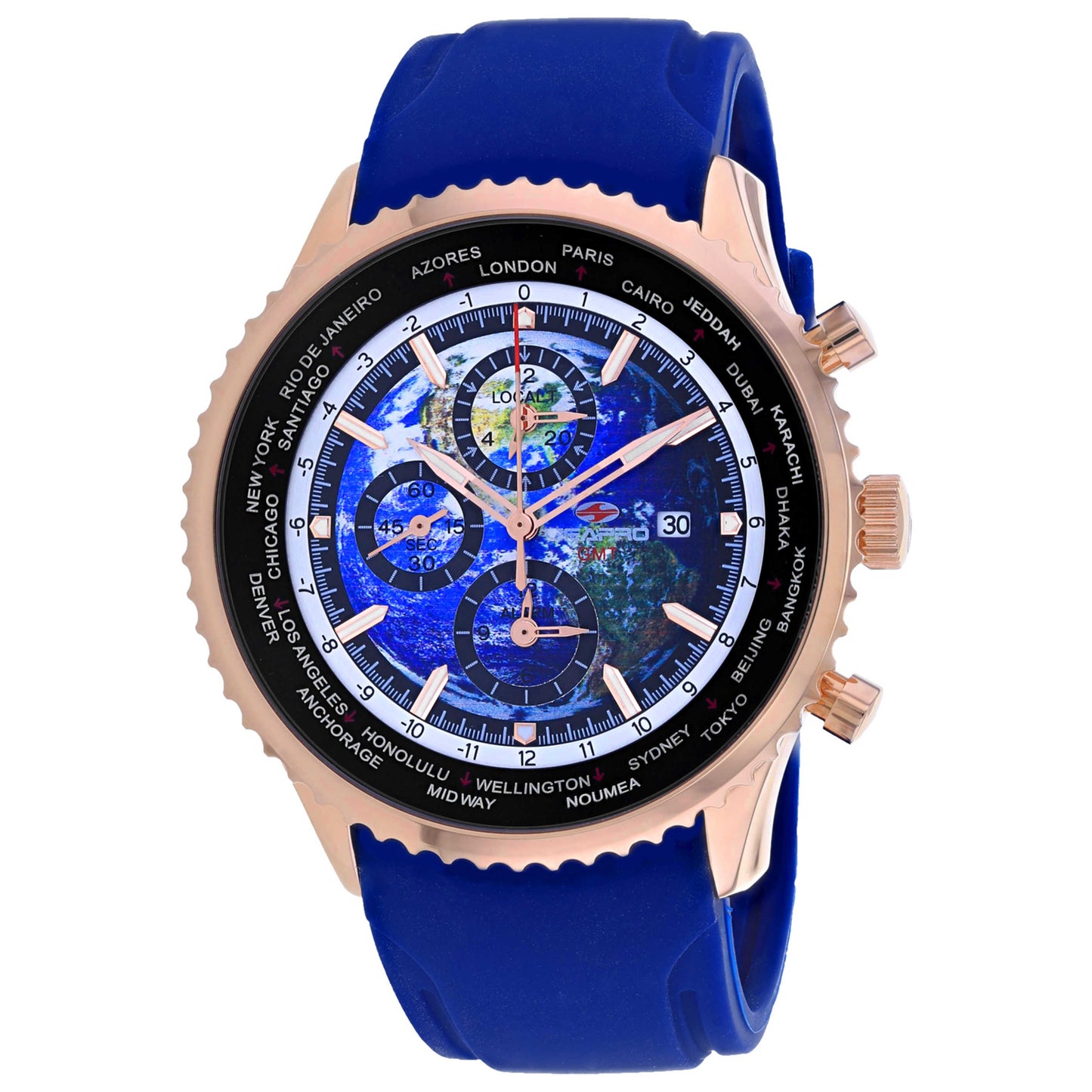 Front view of Seapro Meridian World Timer GMT Men's Quartz Watch SP7522