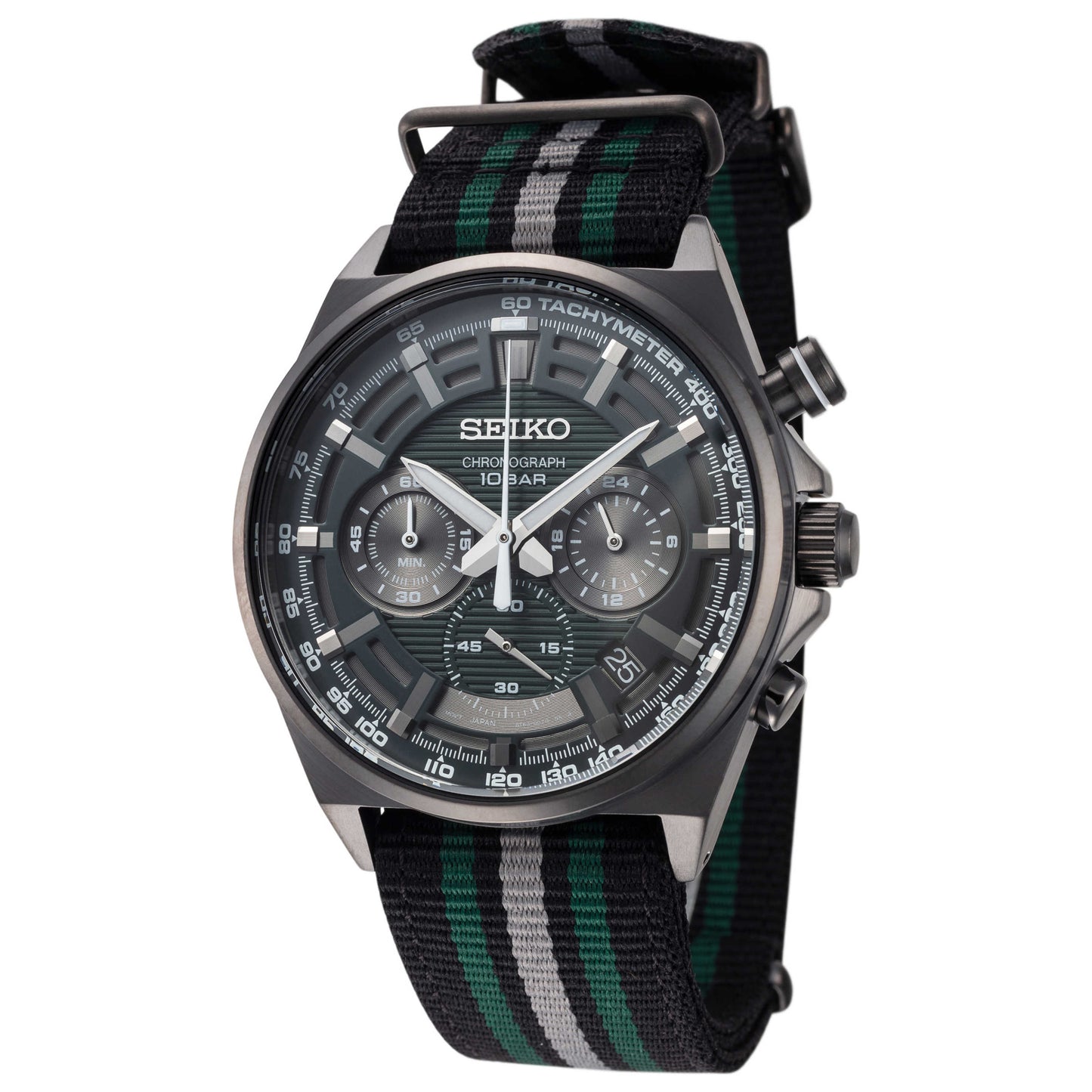 Front view of Seiko Series 5 Men's Quartz Watch SSB411P1