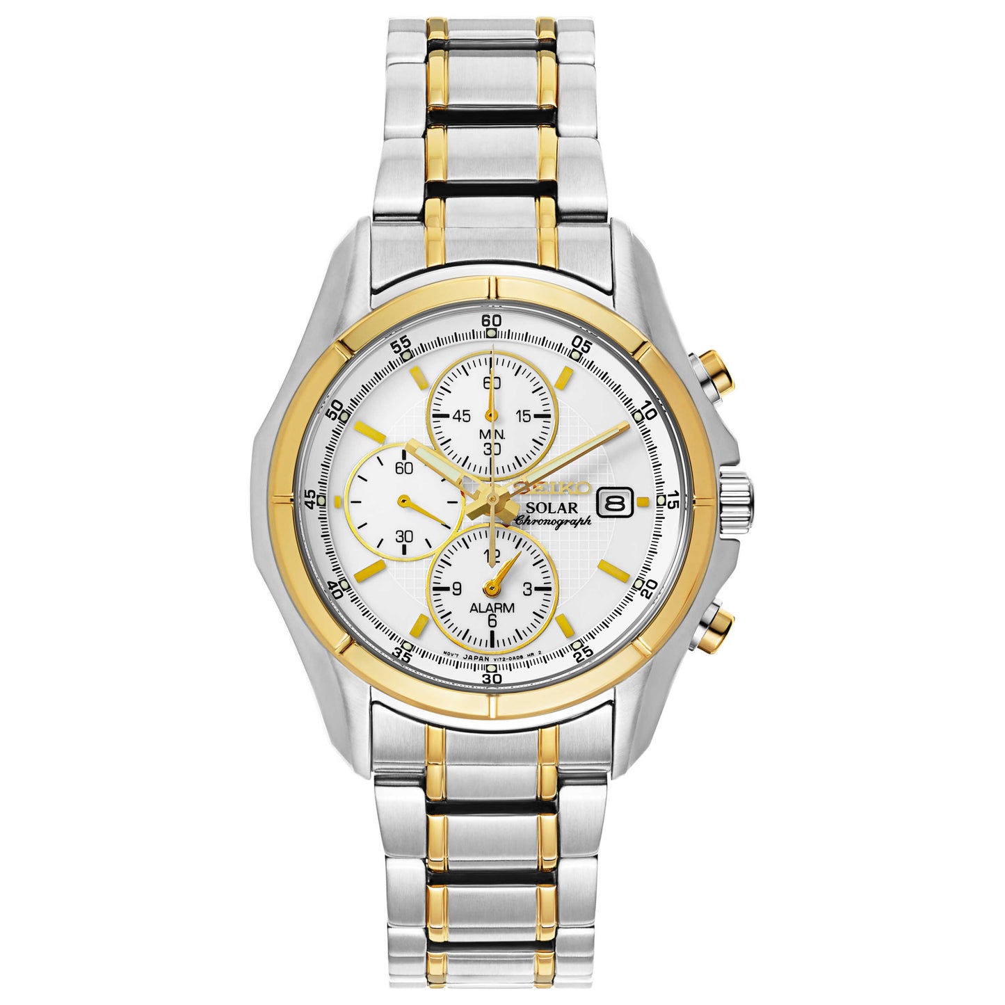 Front view of Seiko Men's Solar Powered Quartz Watch SSC002