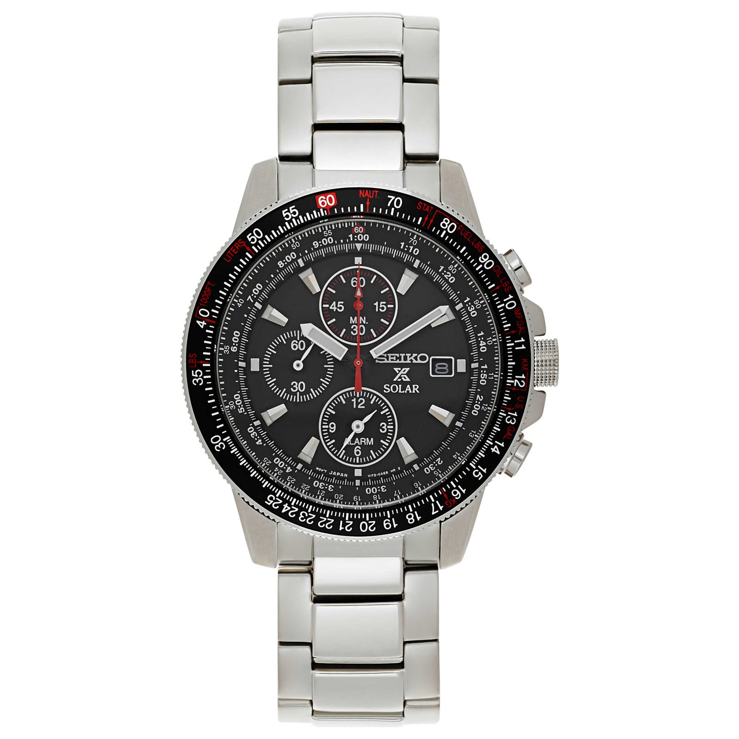 Front view of Seiko Prospex Men's Solar Powered Quartz Watch SSC007