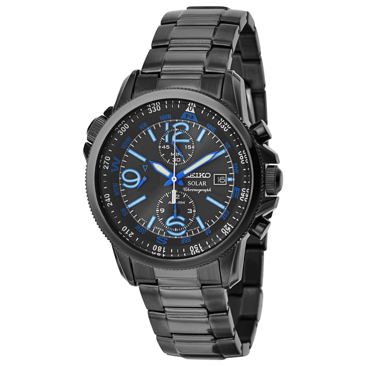 Front view of Seiko Solar Men's Solar Powered Quartz Watch SSC079