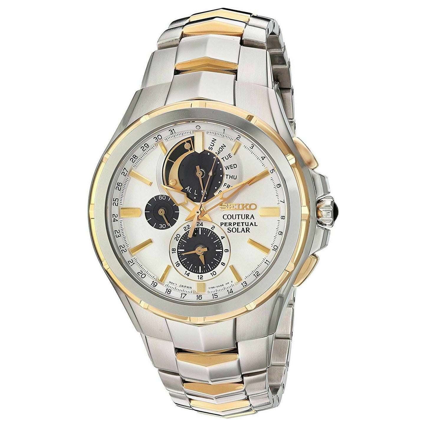 Front view of Seiko Men's Solar Powered Quartz Eco-Drive Watch SSC560
