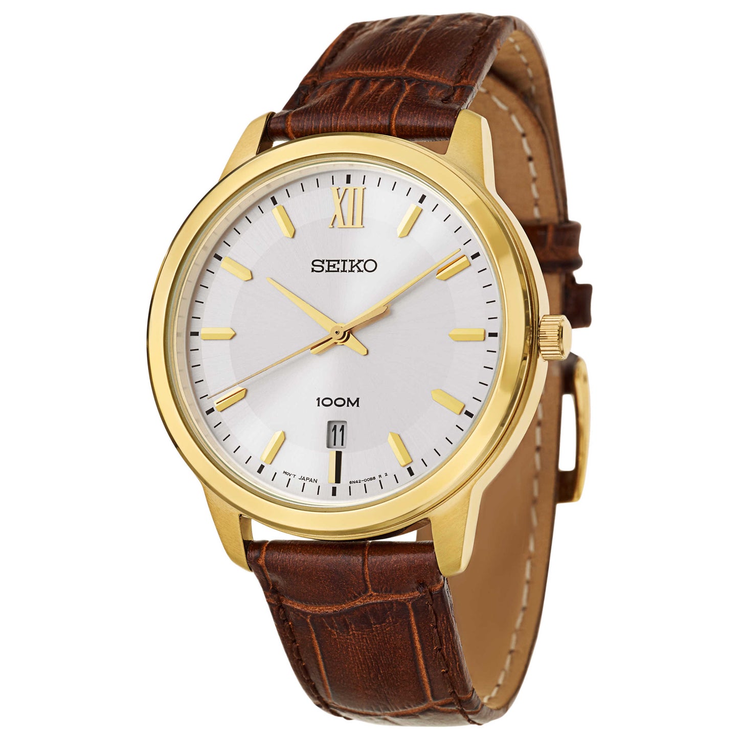 Front view of Seiko Strap Men's Japanese Quartz (Battery-Powered) Watch SUR046