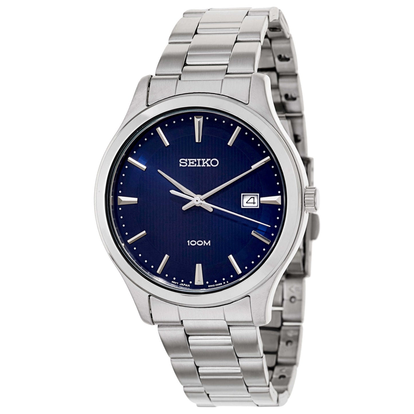 Front view of Seiko Bracelet Men's Japanese Quartz (Battery-Powered) Watch SUR049