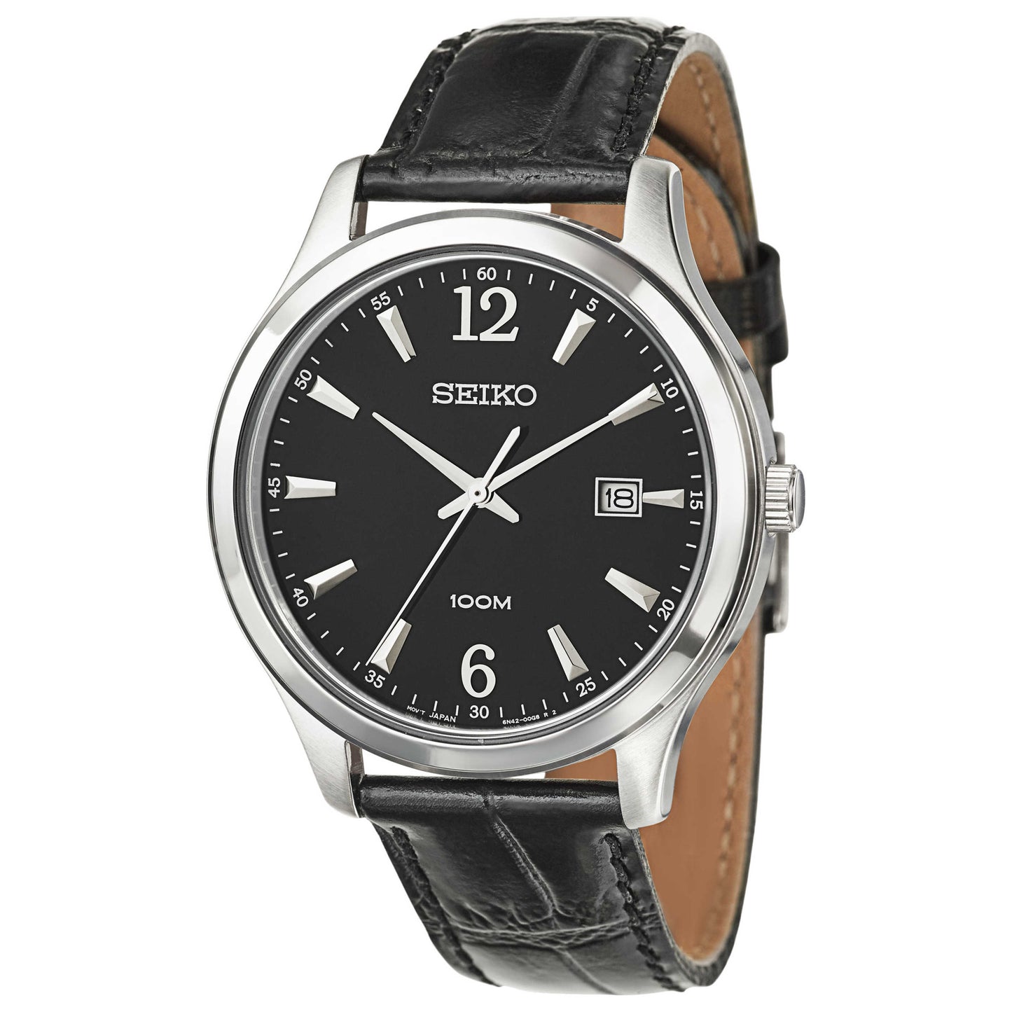 Front view of Seiko Strap Men's Japanese Quartz (Battery-Powered) Watch SUR055
