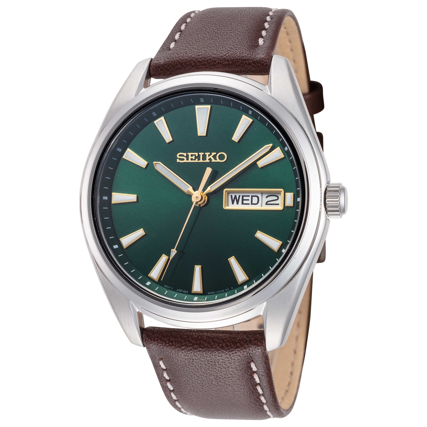 Front view of Seiko Classic Men's Quartz Watch SUR449