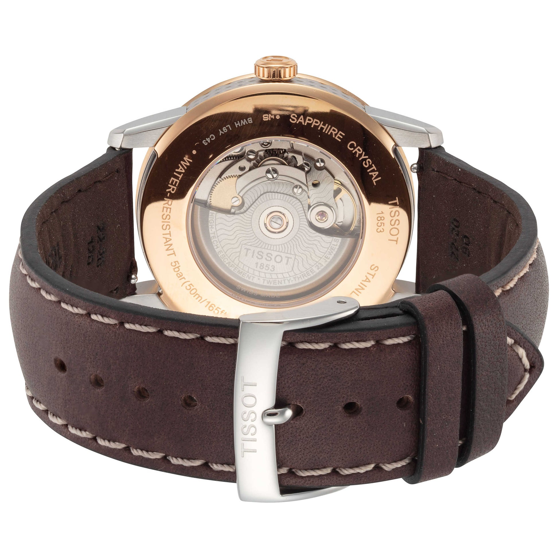 Back view of Tissot Luxury Men's Automatic Watch T0864072606700