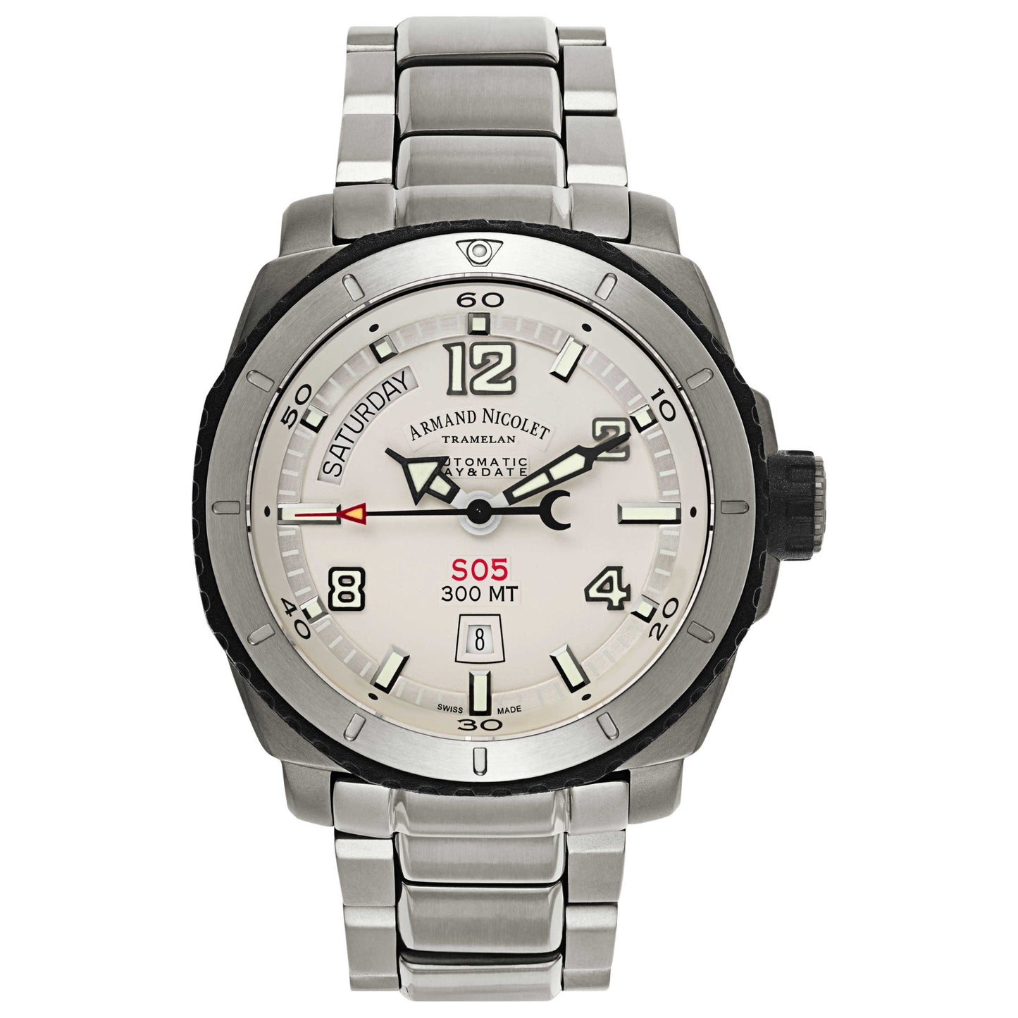 Front view of Armand Nicolet S05 Men's Automatic Watch T610A-1-AG-MT610