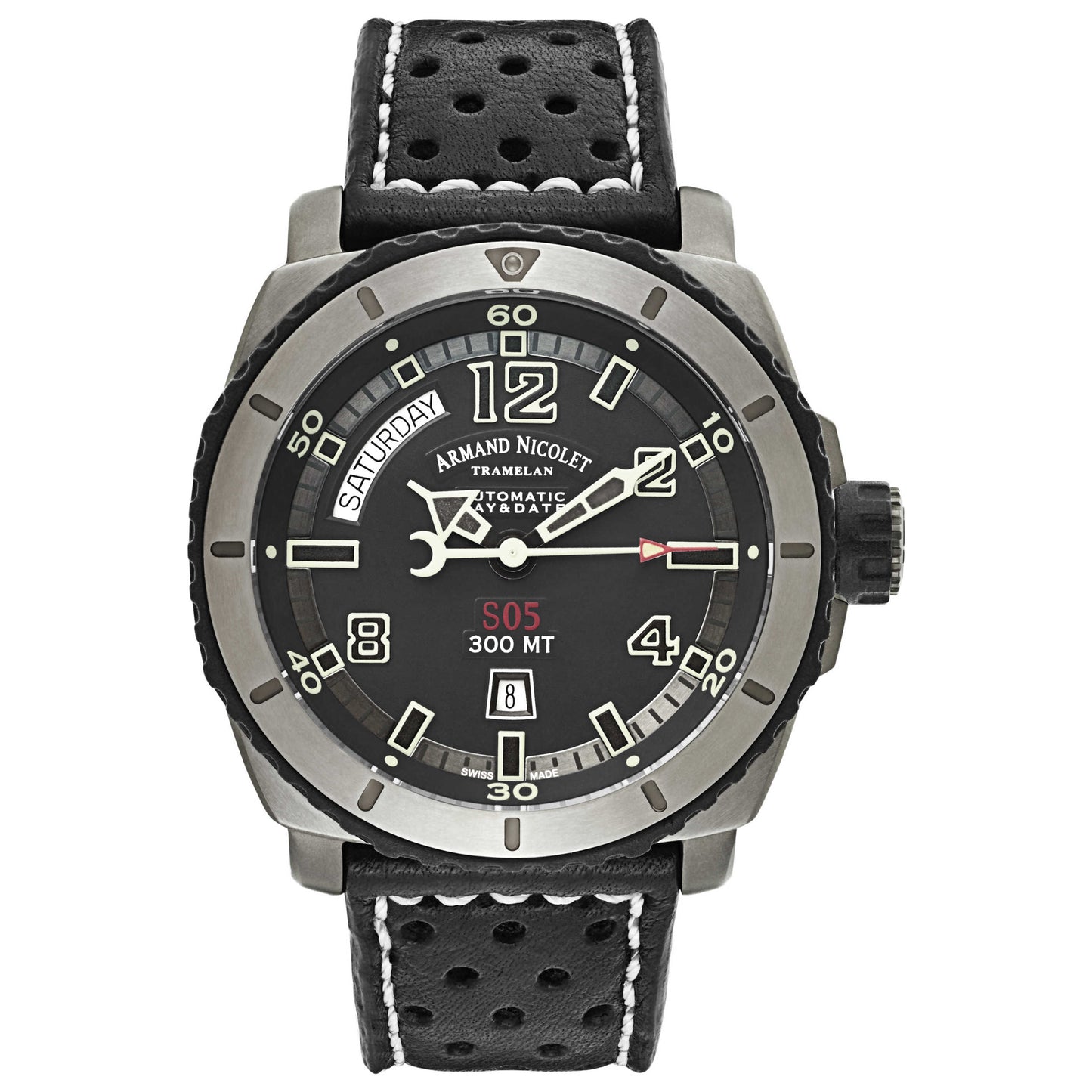 Front view of Armand Nicolet S05 Men's Automatic Watch T610A-GR-P160NR4