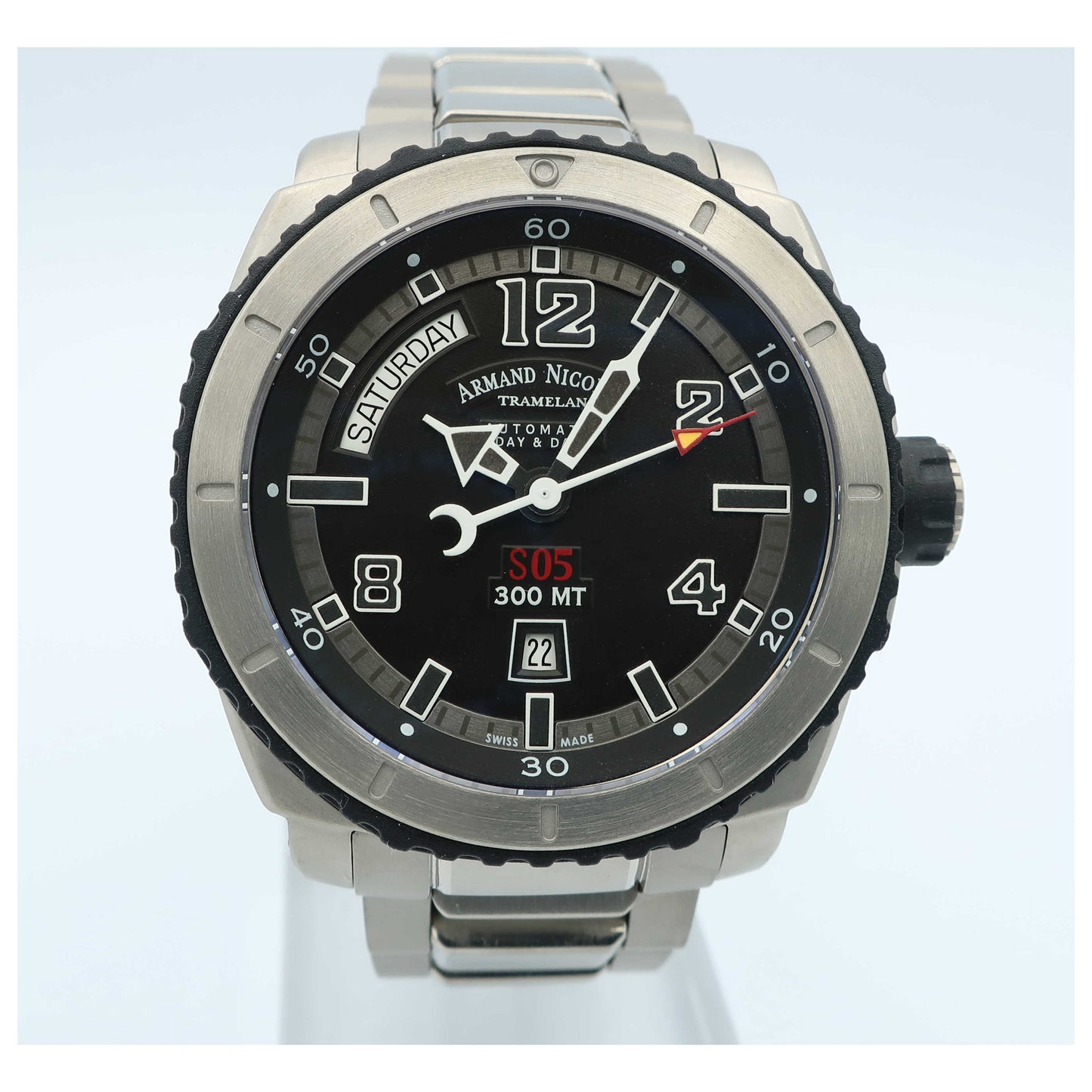 Front view of Armand Nicolet S05 Men's Automatic Watch T610AGN-GR-MT612-SD