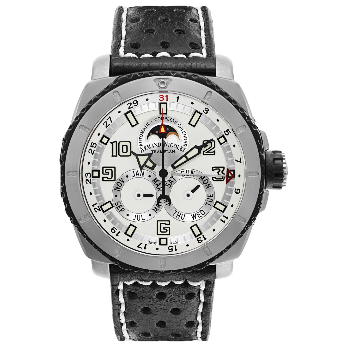Front view of Armand Nicolet S05 Men's Automatic Watch T612A-NR-P160NR4
