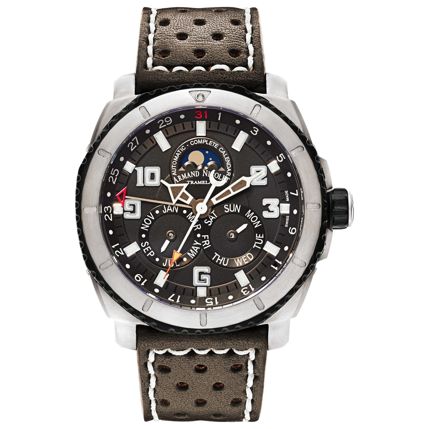 Front view of Armand Nicolet S05 Men's Automatic Watch T612A-NS-P160MR4