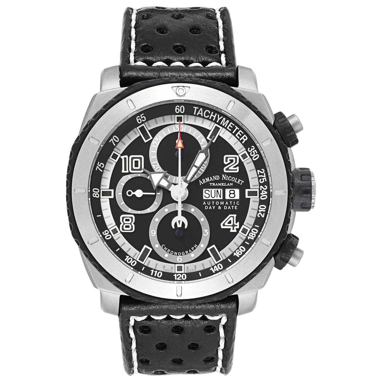 Front view of Armand Nicolet S05 Men's Automatic Watch T616A-GR-P160NR4