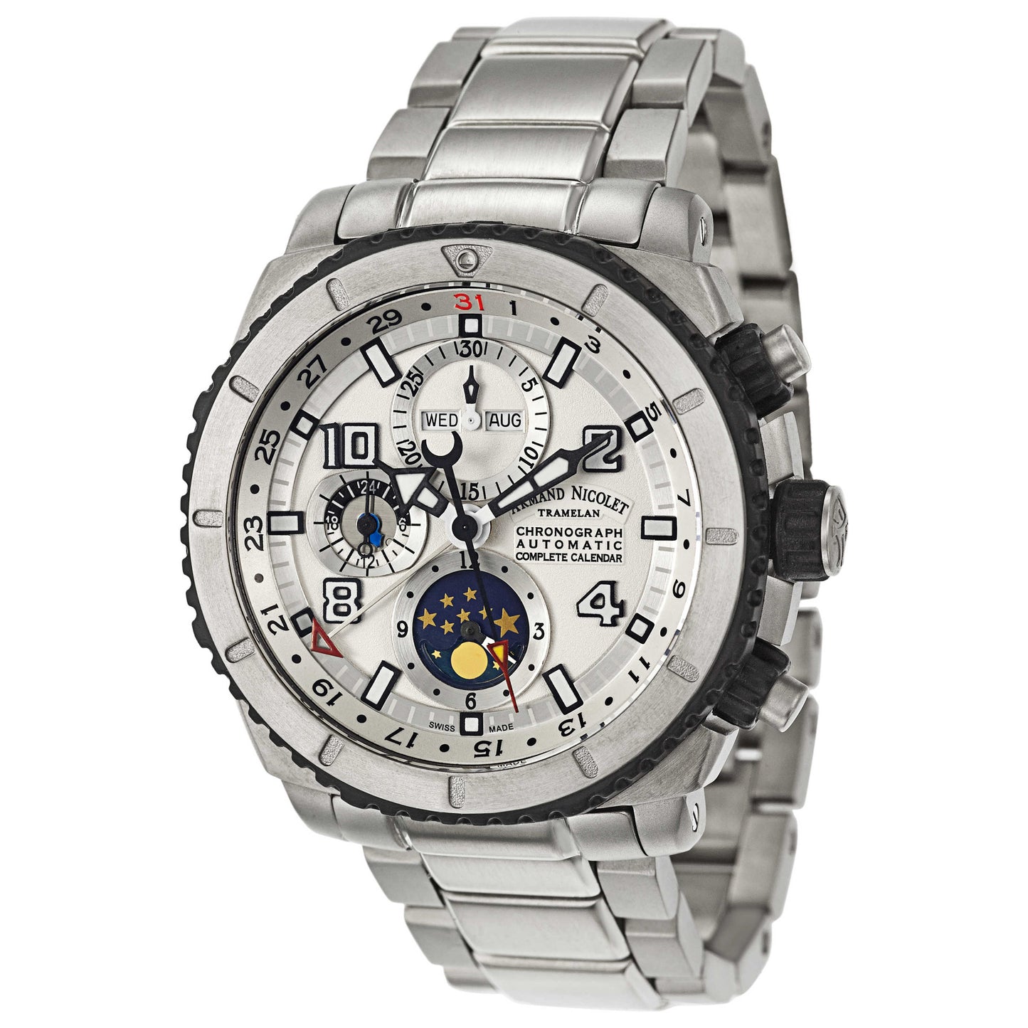 Front view of Armand Nicolet S05 Men's Automatic Watch T618A-AG-MT610