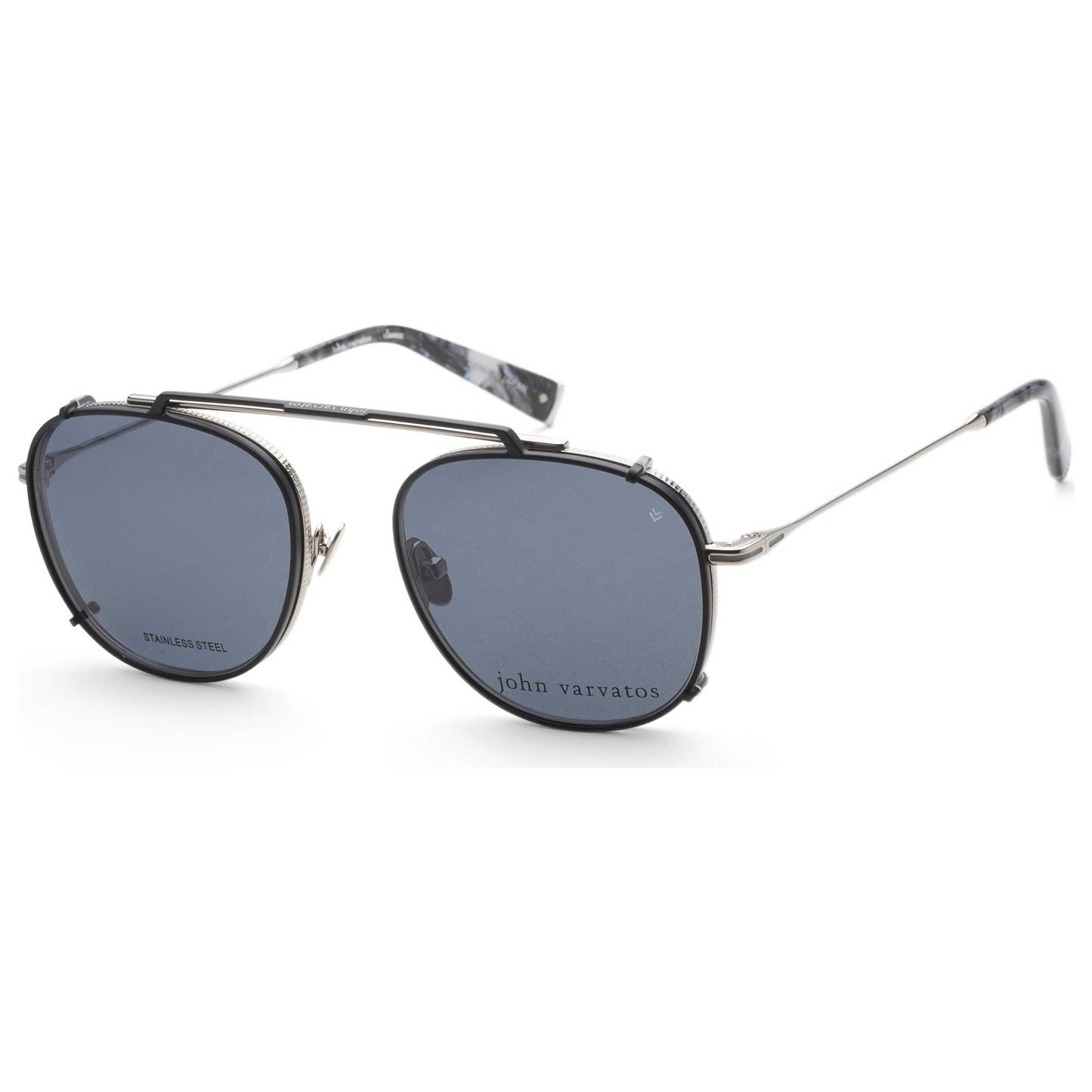 Front view of John Varvatos Men's Clip-On Frames V176-520SIL