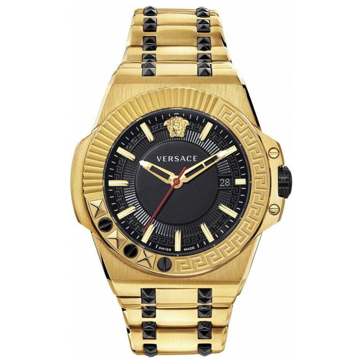 Front view of Versace Chain Reaction Men's Quartz Watch VEDY00619