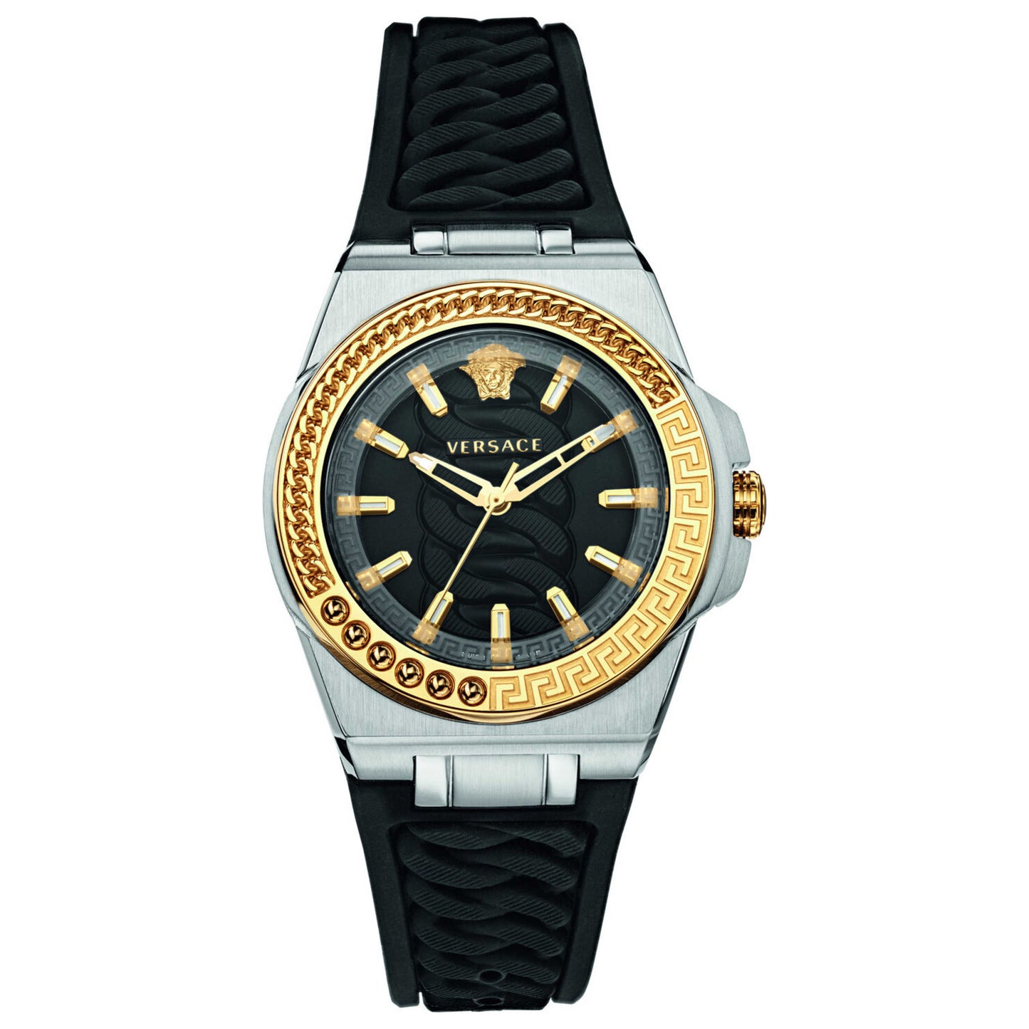Front view of Versace Chain Reaction Women's Quartz Watch VEHD00120