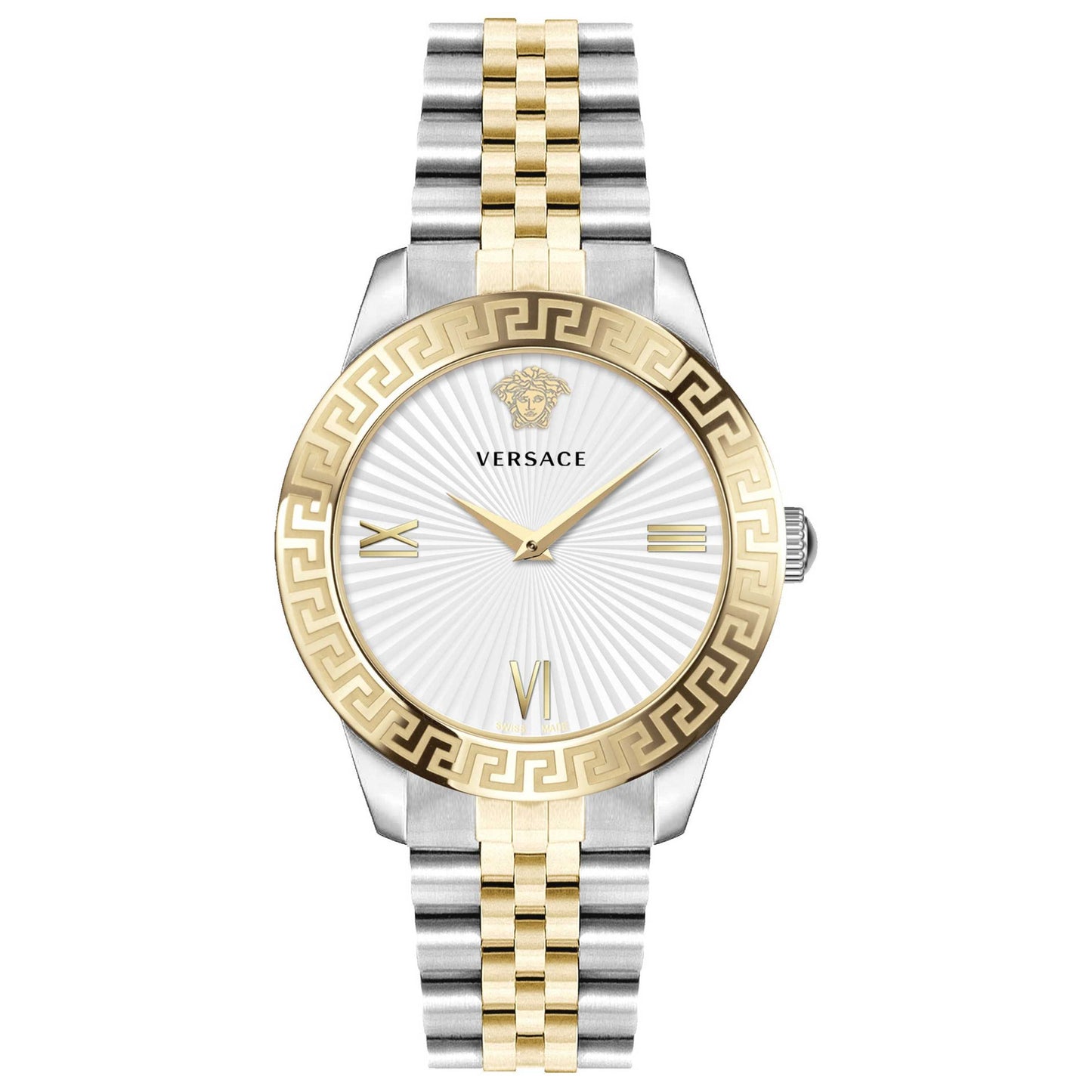 Front view of Versace Greca Signature Women's Quartz Watch VEVC00519