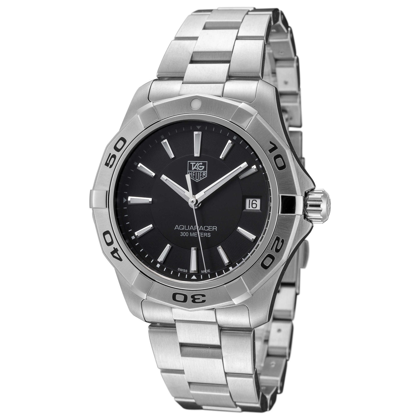 Front view of Tag Heuer Aquaracer Men's Swiss Quartz (Battery-Powered) Watch WAP1110-BA0831-SD