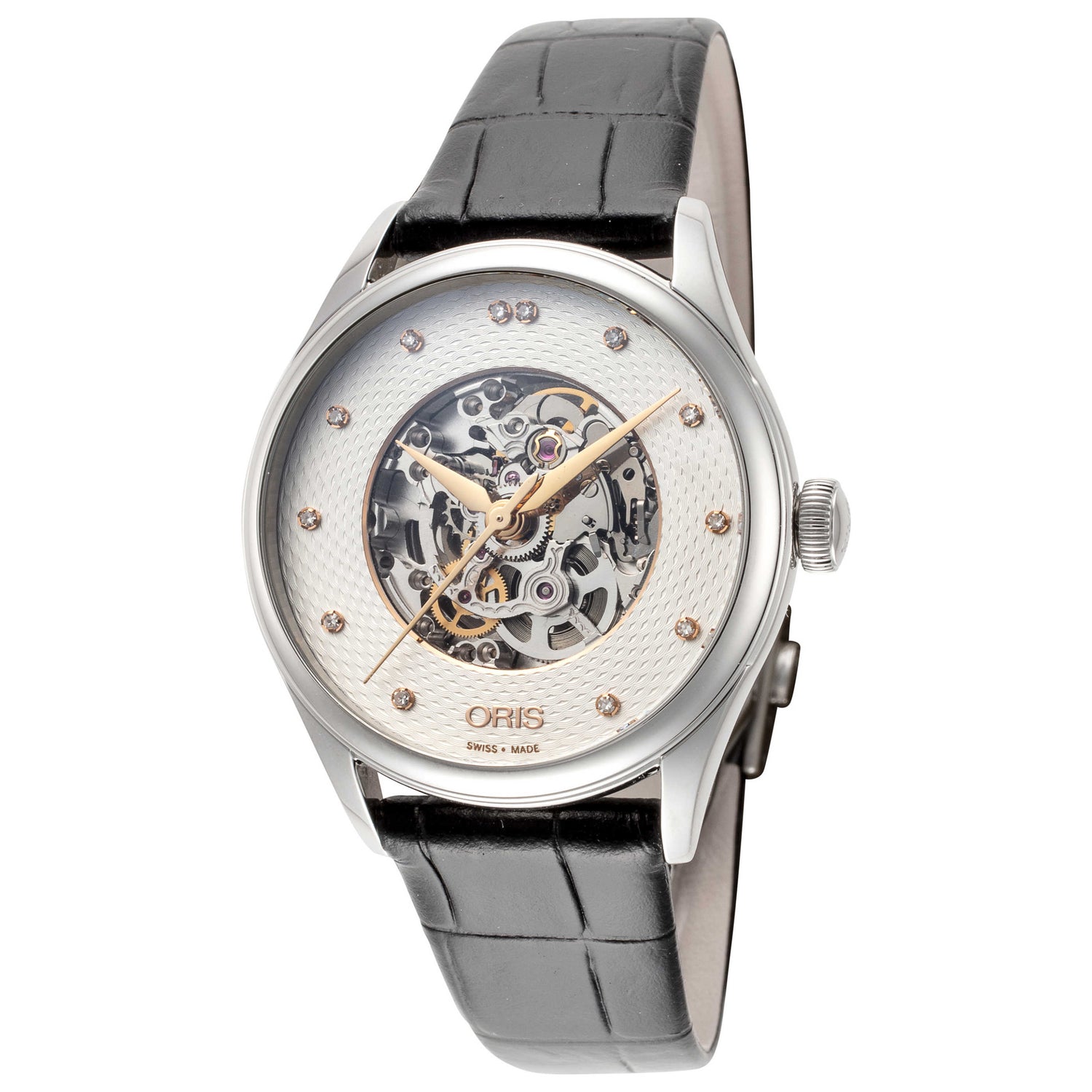 Front view of Oris Artelier Skeleton Women's Automatic Watch 01-560-7724-4031-07-5-17-64FC
