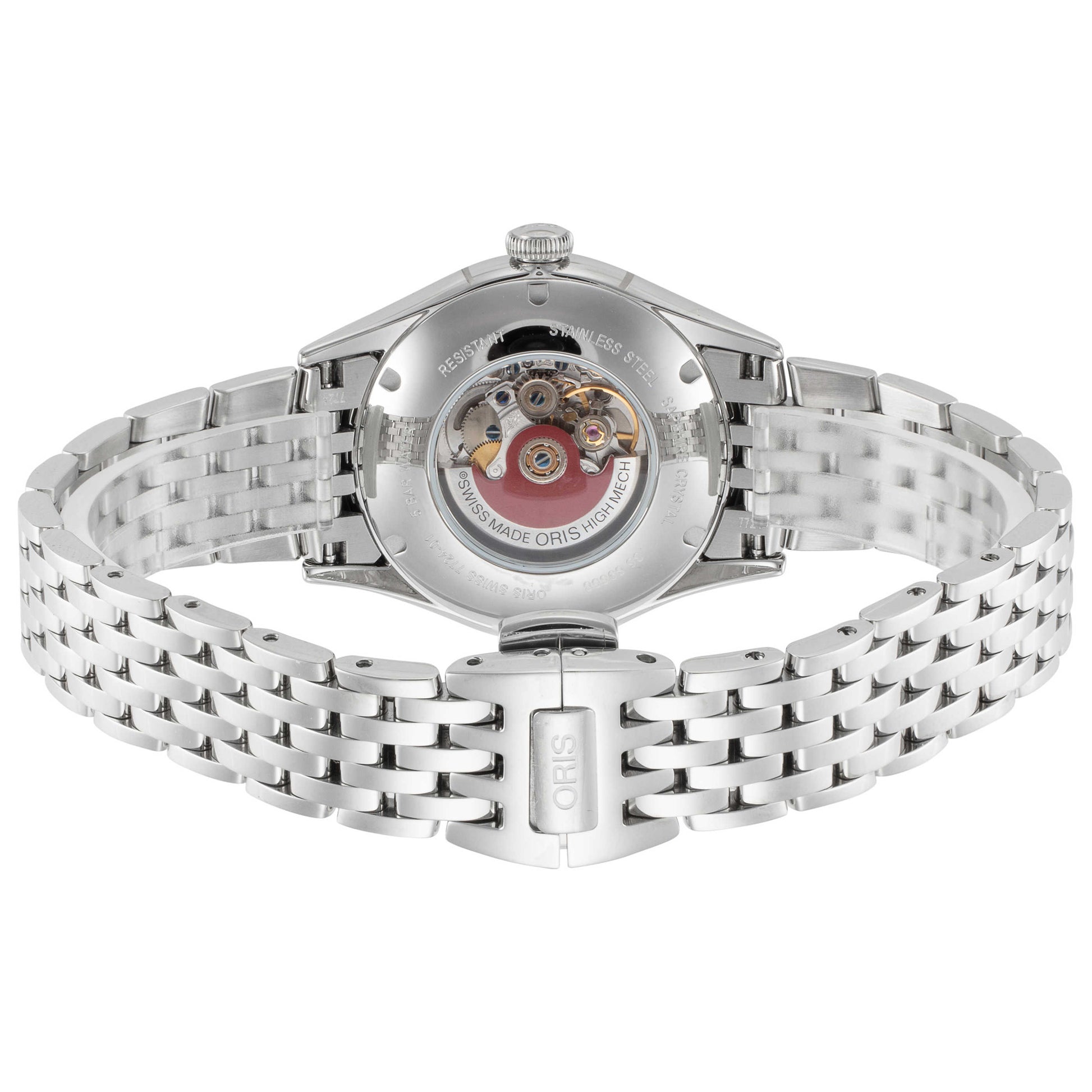 Back view of Oris Artelier Skeleton Women's Automatic Watch 01-560-7724-4031-07-8-17-79