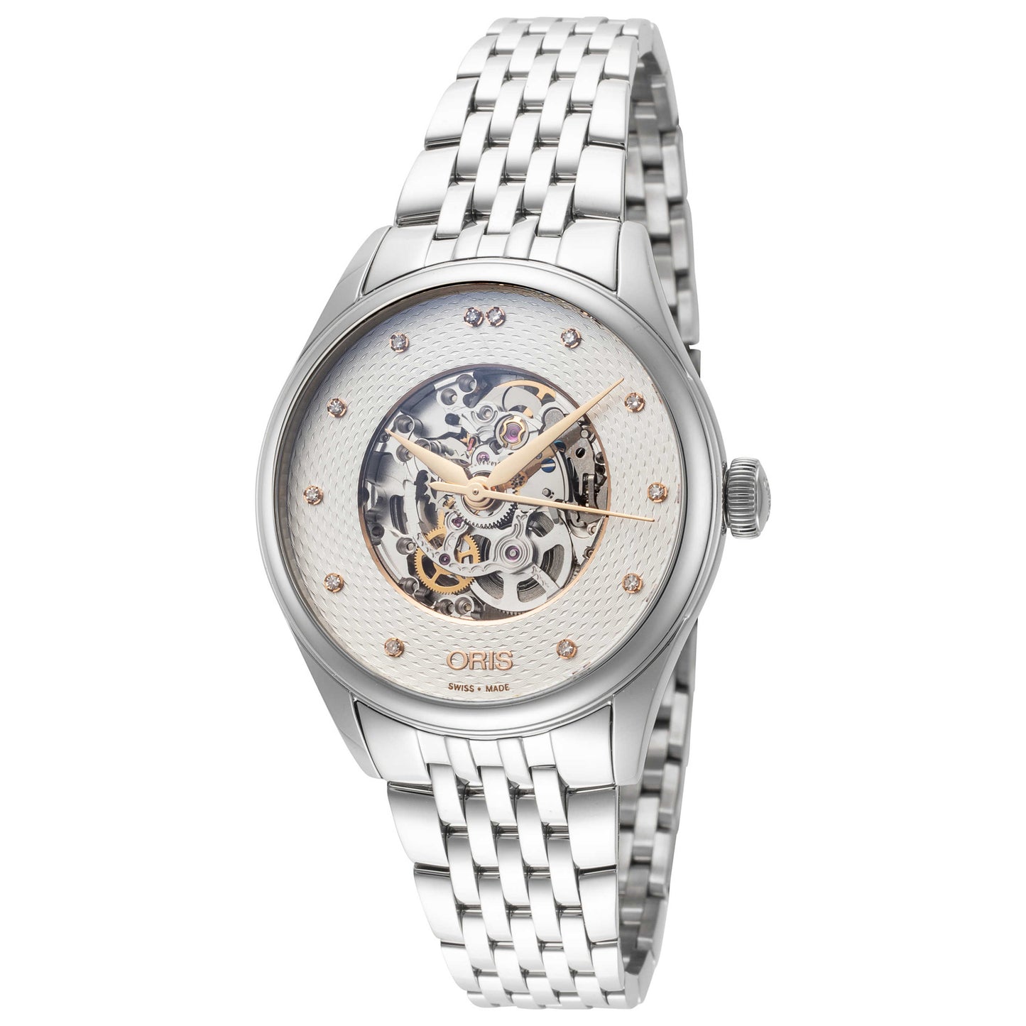 Front view of Oris Artelier Skeleton Women's Automatic Watch 01-560-7724-4031-07-8-17-79