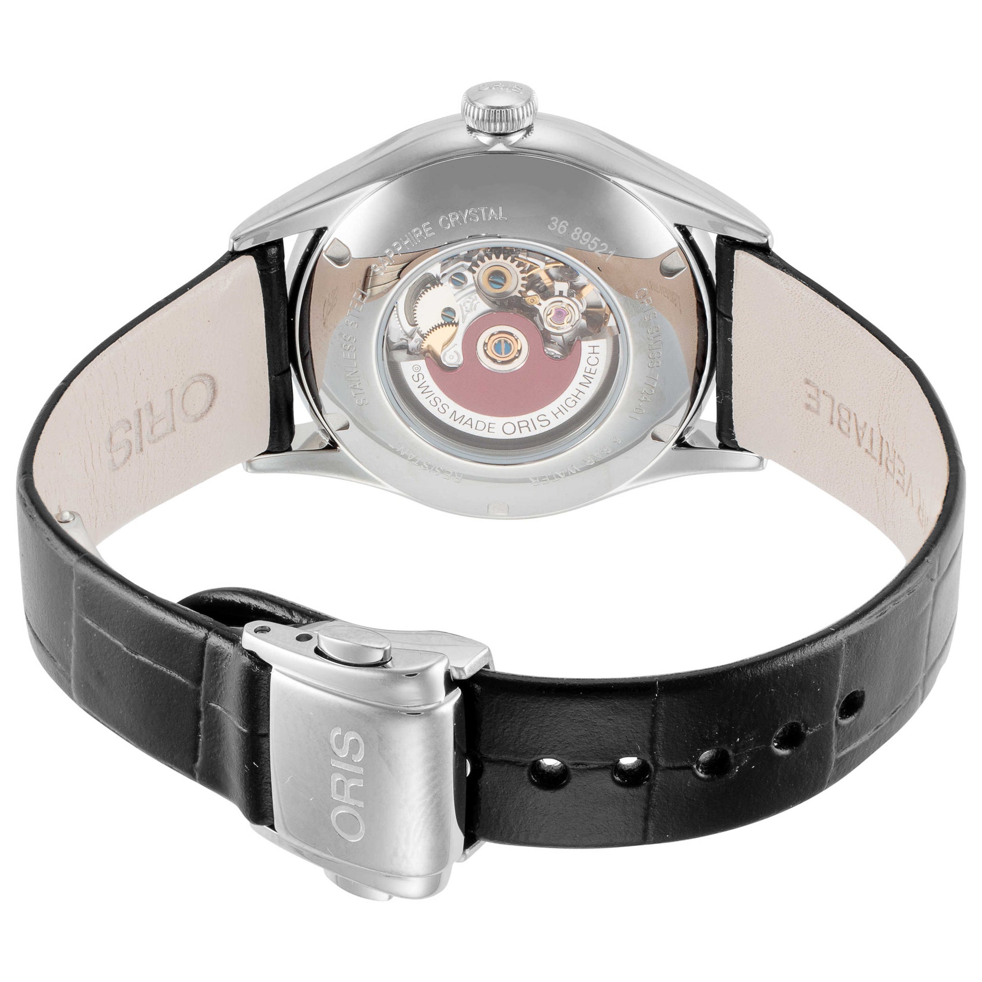 Back view of Oris Artelier Skeleton Women's Automatic Watch 01-560-7724-4051-07-5-17-64FC