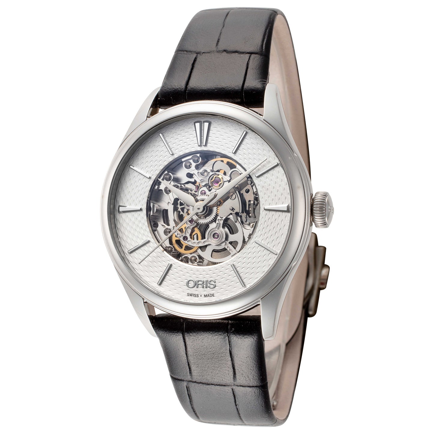 Front view of Oris Artelier Skeleton Women's Automatic Watch 01-560-7724-4051-07-5-17-64FC