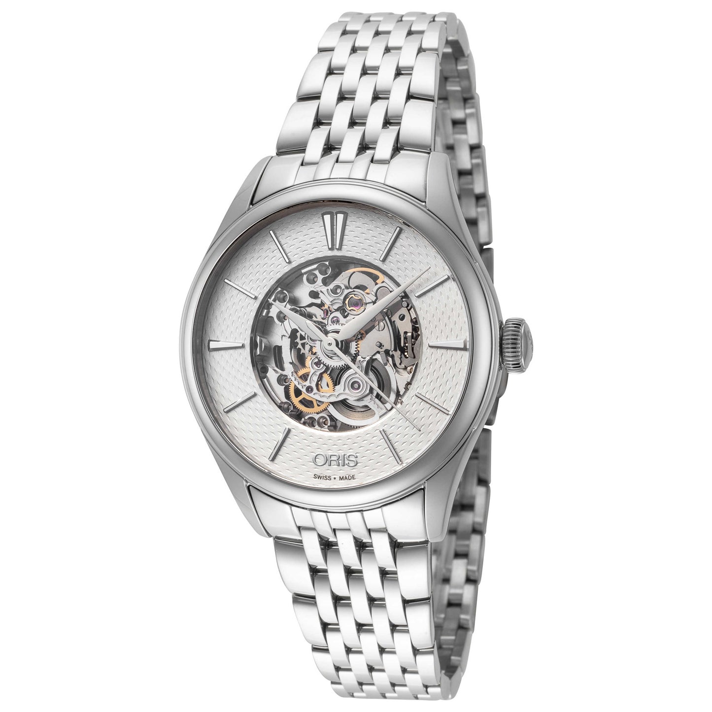 Front view of Oris Artelier Skeleton Women's Automatic Watch 01-560-7724-4051-07-8-17-79