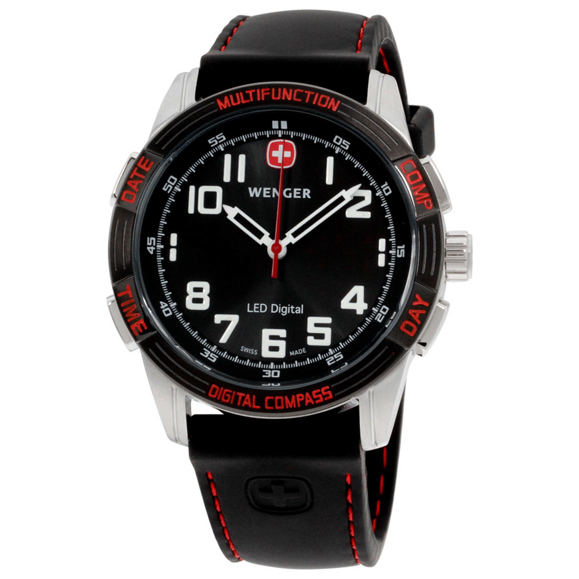 Front view of Wenger LED Nomad Men's Quartz Watch 01.0704.430