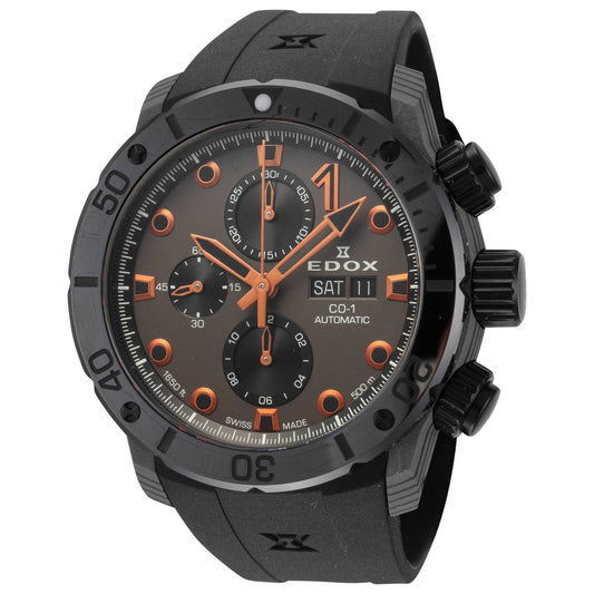 Front view of Edox CO-1 Men's Automatic Watch 01125-CCN-GNO