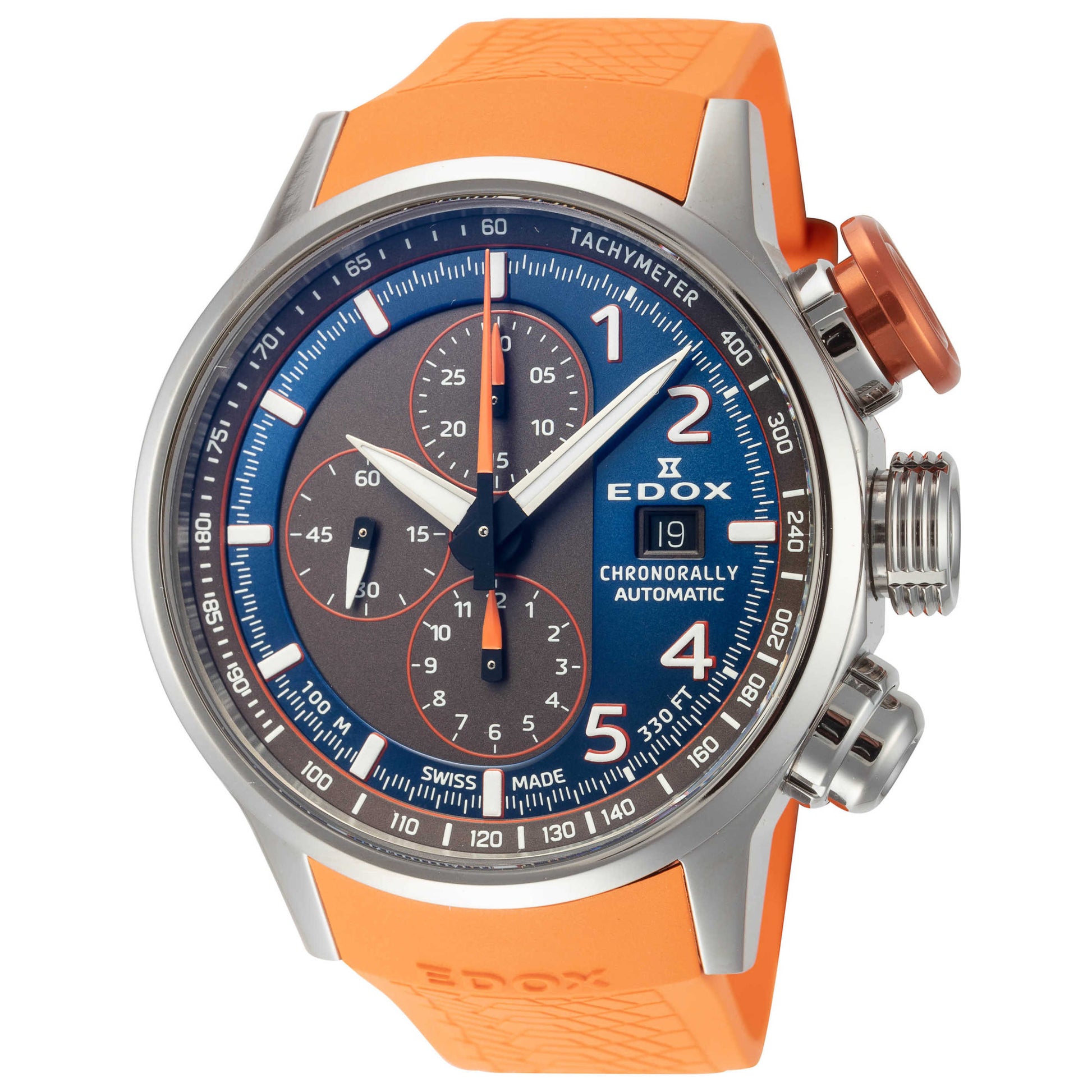 Front view of Edox Chronorally Men's Automatic Watch 01129-TOCAO-BUGO