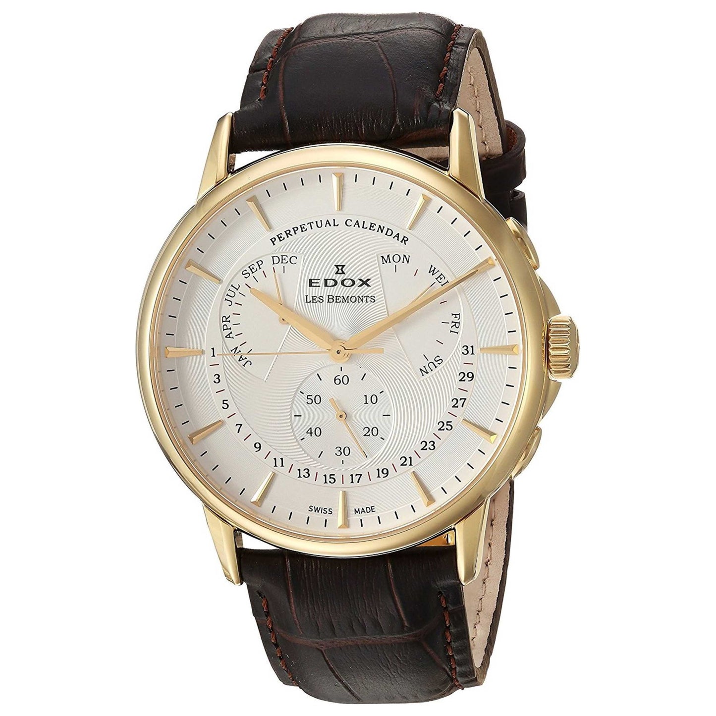 Front view of Edox Les Bemonts Men's Quartz Watch 01602-37J-AID