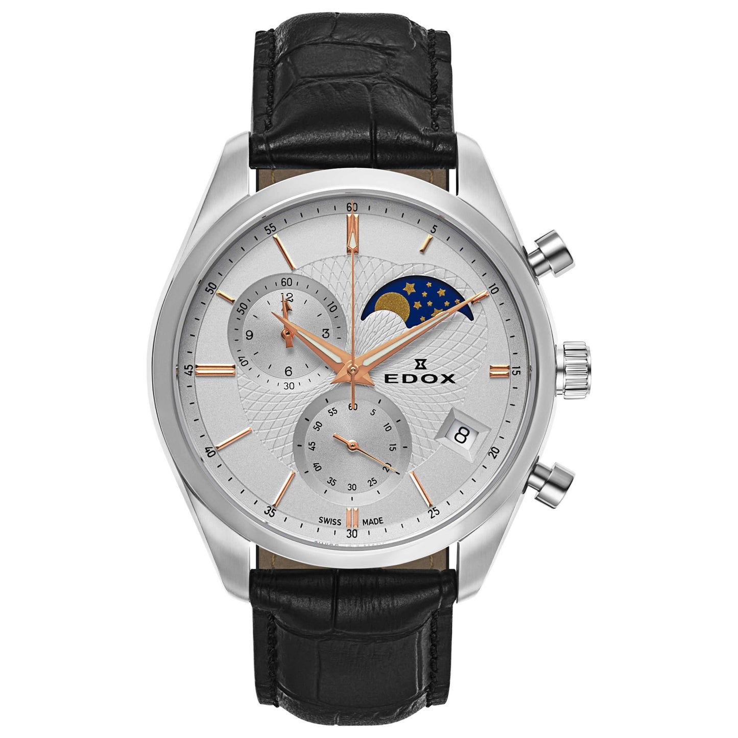Front view of Edox Les Vauberts Men's Swiss Quartz (Battery-Powered) Watch 01655-3-AIR