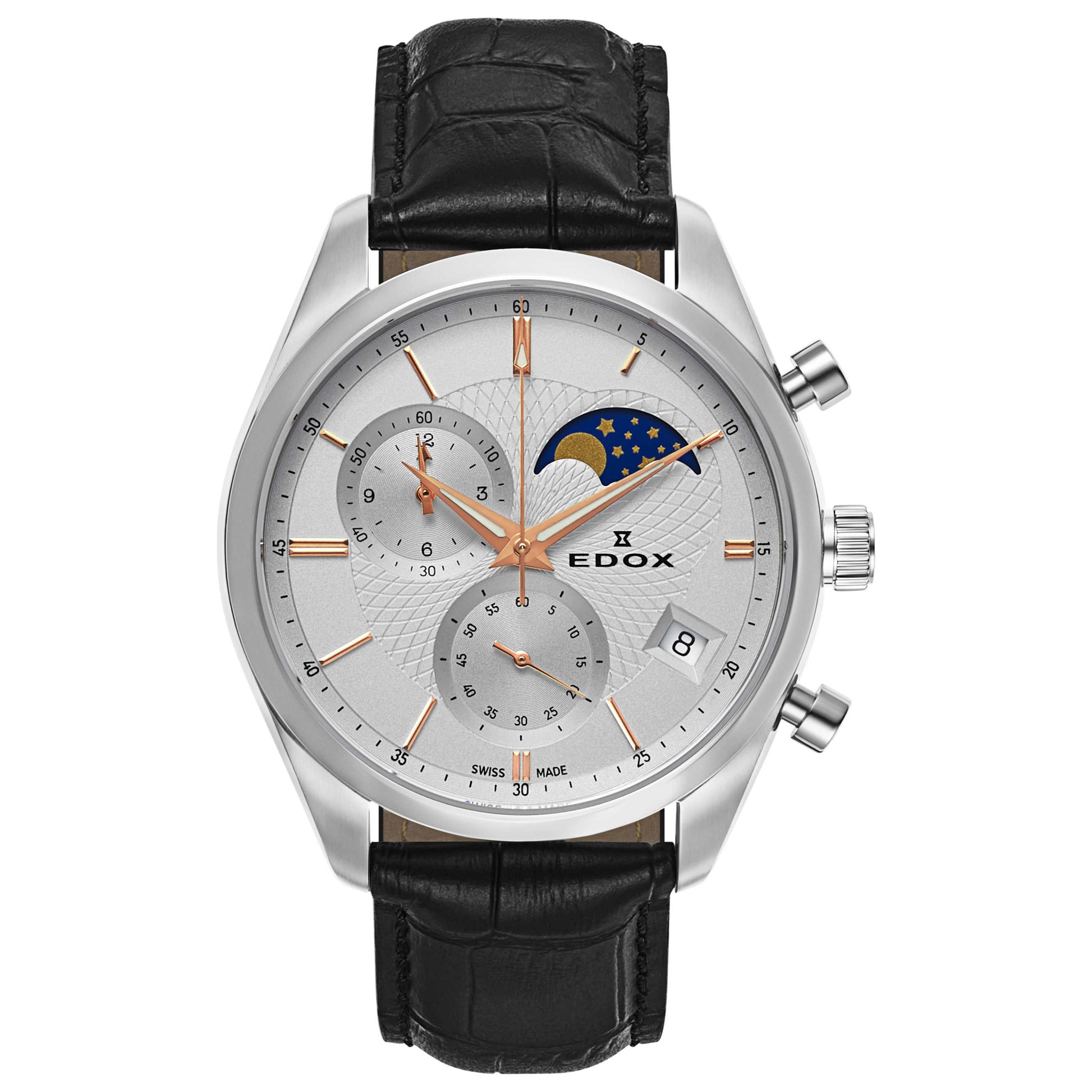 Front view of Edox Les Vauberts Men's Swiss Quartz (Battery-Powered) Watch 01655-3-AIR