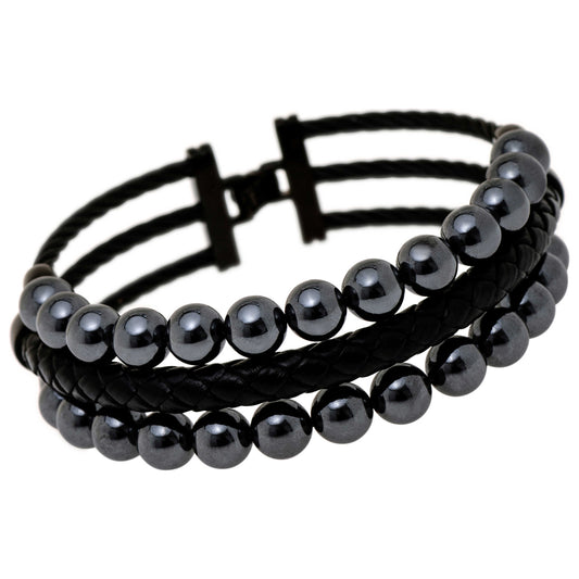 Front view of Alor Men's Bracelet 04-22-BK23-33