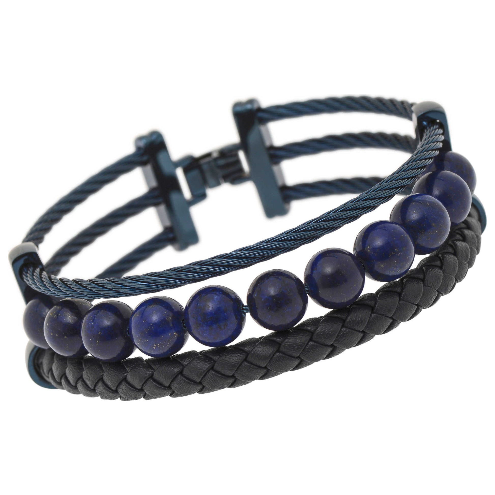 Front view of Alor Men's Bracelet 04-24-BL22-25
