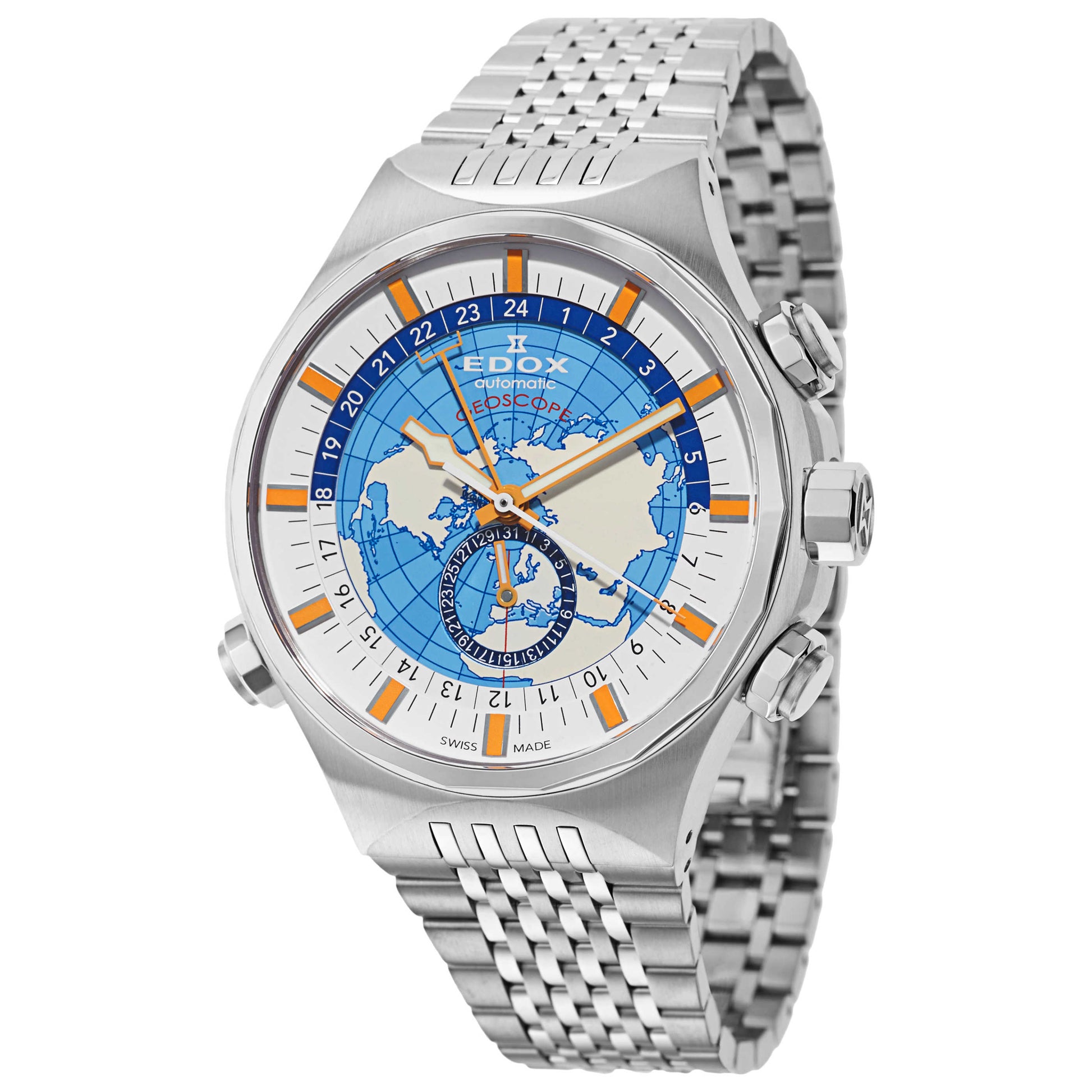 Front view of Edox Geoscope Men's Automatic Watch 07002-3-C1