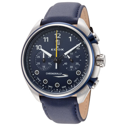 Front view of Edox Chronorally S Men's Automatic Watch 08005-3BUCBU-BUBG