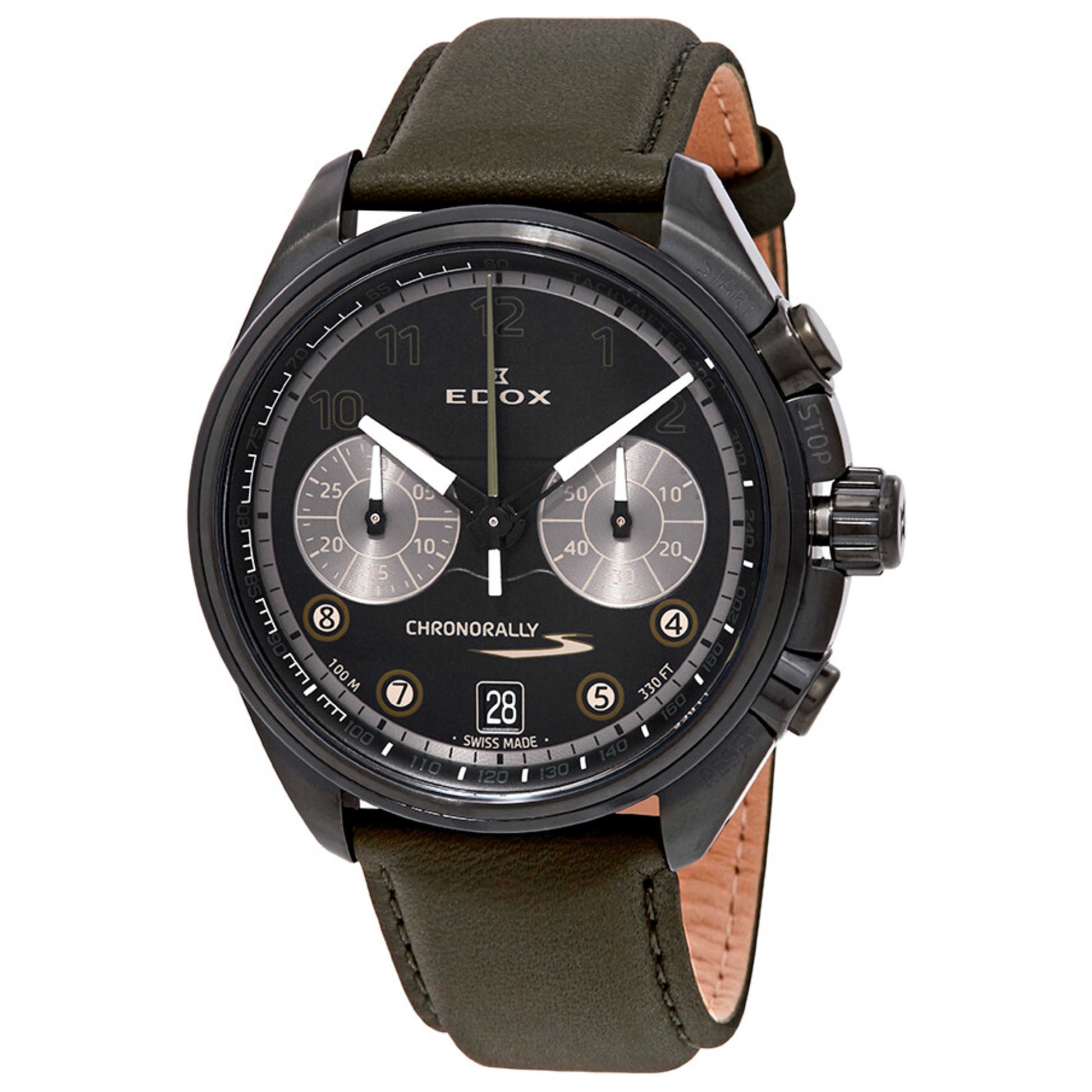 Front view of Edox Chronorally S Men's Quartz Watch 09503-37NNVCV-NNV