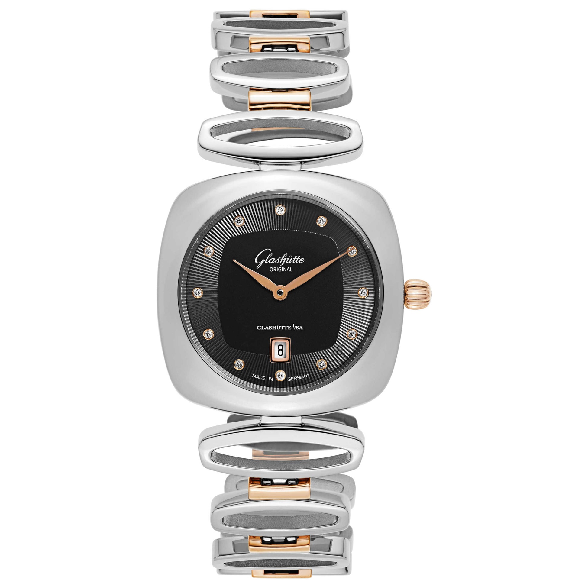 Front view of Glashutte Pavonina Women's Quartz Watch 1-03-01-25-06-14