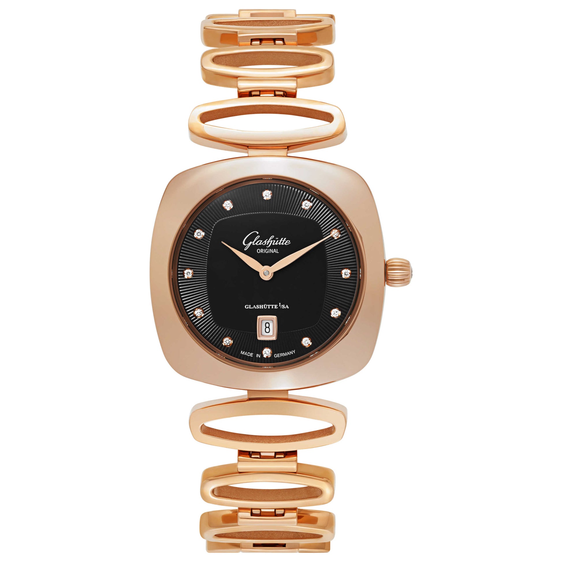 Front view of Glashutte Pavonina Women's Quartz Watch 1-03-01-28-05-14
