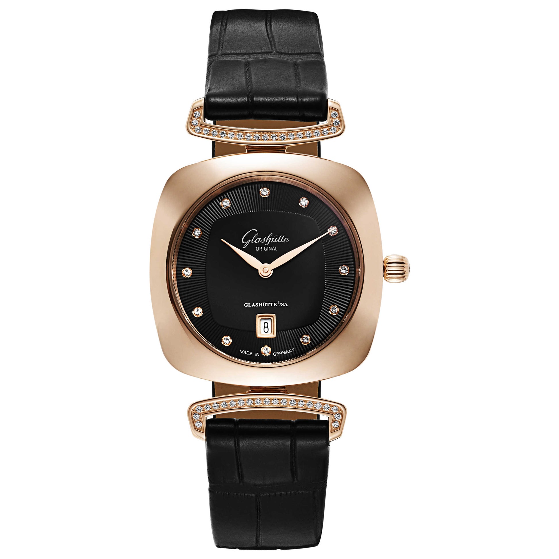Front view of Glashutte Pavonina Women's Quartz Watch 1-03-01-28-05-30
