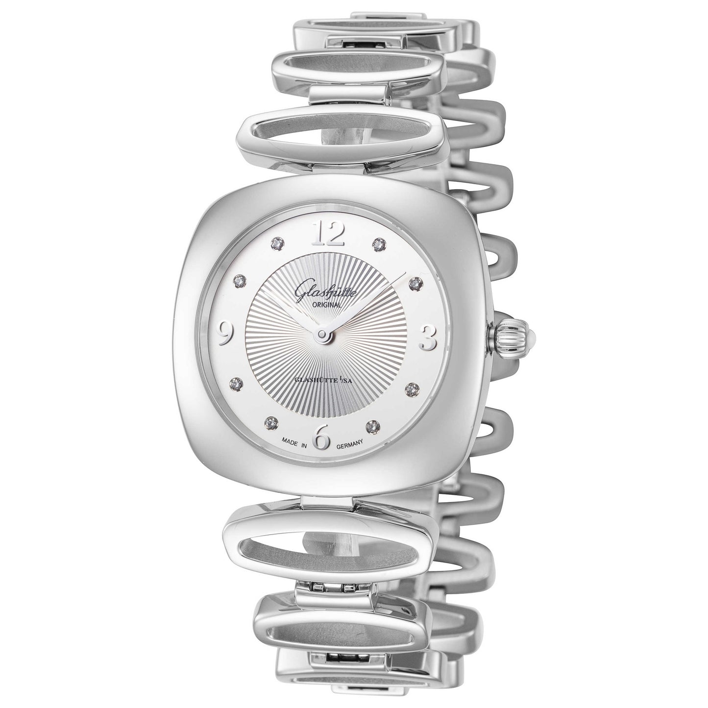Front view of Glashutte Pavonina Women's Quartz Watch 1-03-02-12-12-14