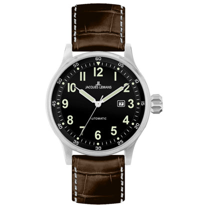 Front view of Jacques Lemans Porto Men's Automatic Watch 1-1723A